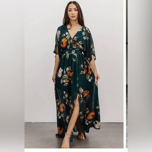 Baltic Born Kia Kimono Maxi Dress - Deep Topaz Floral XXL